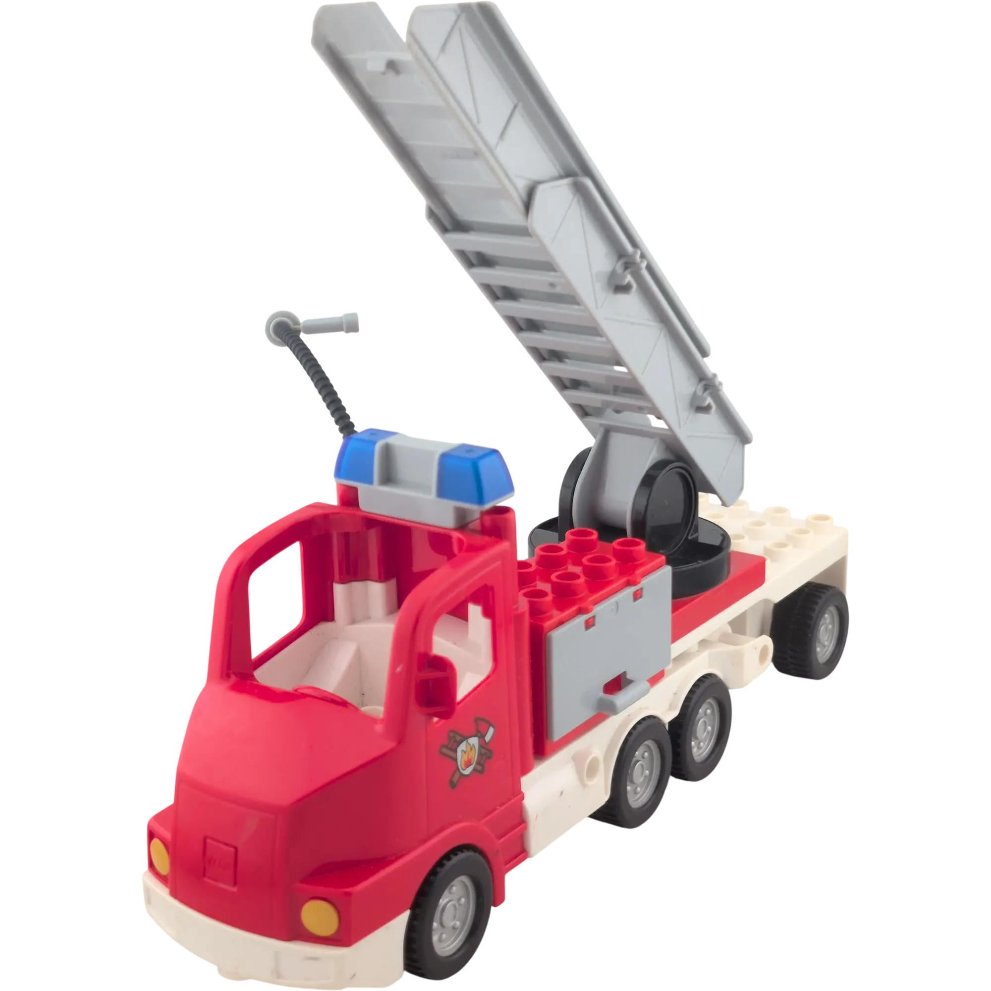 Lego Duplo Auto Rot Feuerwehrauto mit Anhänger und Leiter